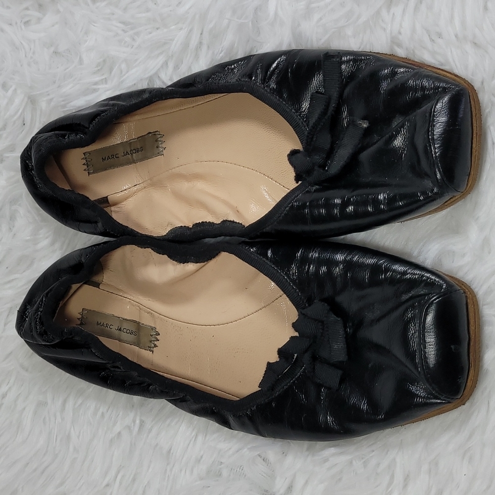 Marc Jacobs Black Ballet Flats Size 7.5 w w magnolia pearl